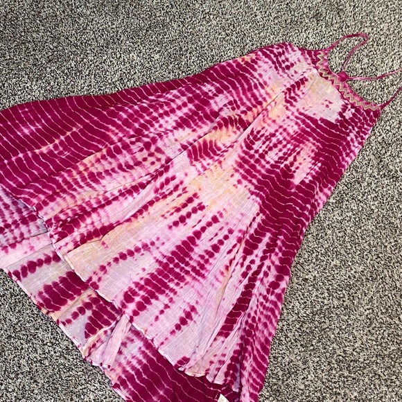 🆕 Free People Pink Lightweight Gauze Tie-Dye High/Low Dress - Picture 10 of 10